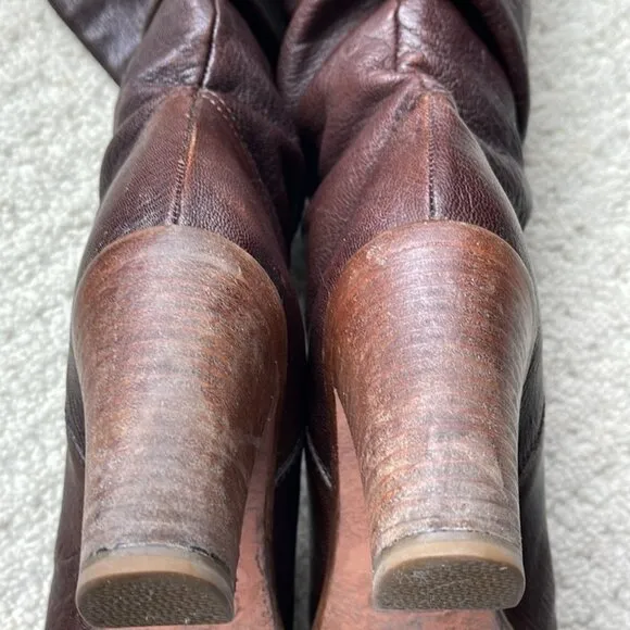 Coach Morgann Brown Leather Heeled Boots Italian Made Size 6.5