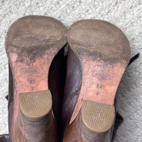 Coach Morgann Brown Leather Heeled Boots Italian Made Size 6.5