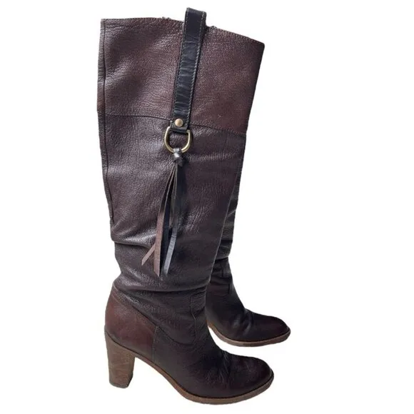 Coach Morgann Brown Leather Heeled Boots Italian Made Size 6.5