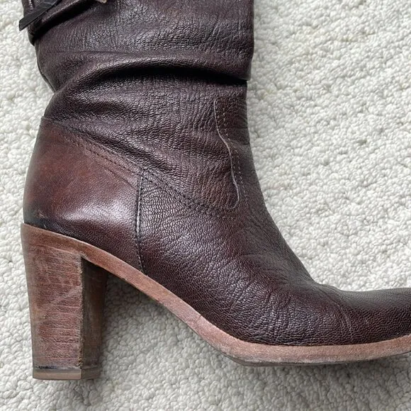 Coach Morgann Brown Leather Heeled Boots Italian Made Size 6.5
