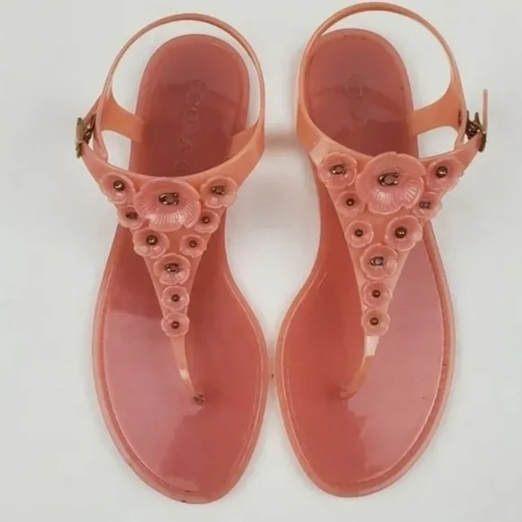 Coach multi flower jelly thong sandals