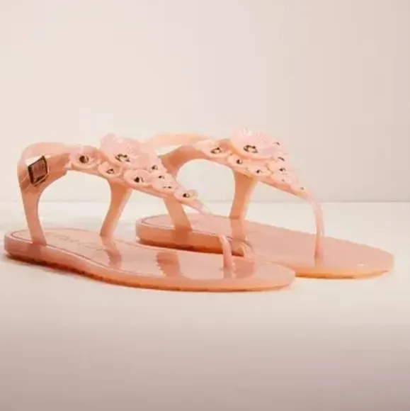 Coach multi flower jelly thong sandals
