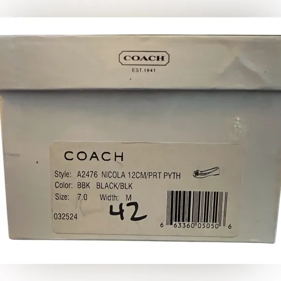 Coach Nicola Peep Toe Flats Black Size 7 EUC Box Included