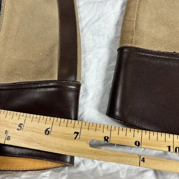 Coach Olivia Riding Boots Tan Suede Brown Leather 6 B Stacked Heel