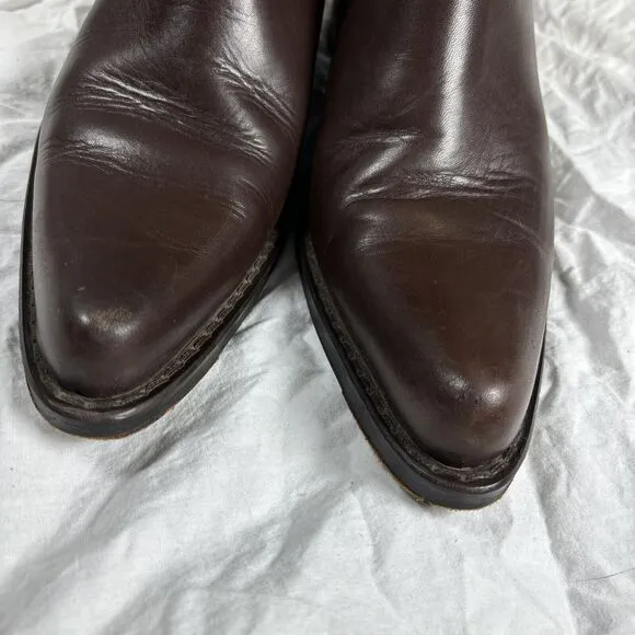 Coach Olivia Riding Boots Tan Suede Brown Leather 6 B Stacked Heel