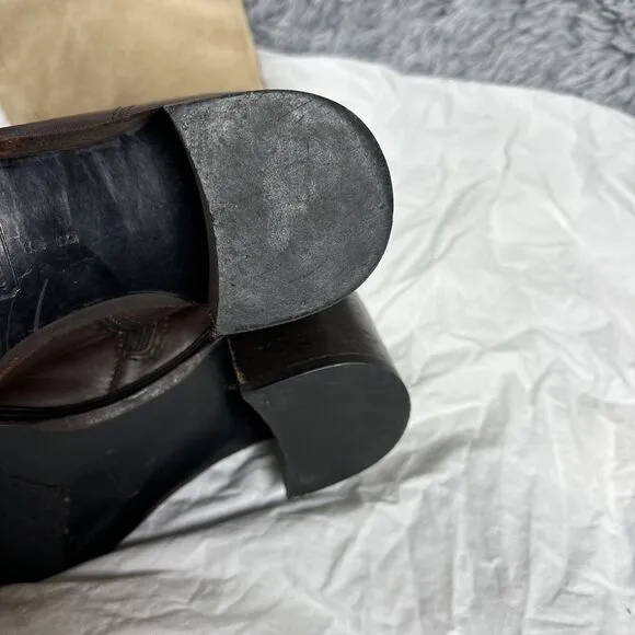 Coach Olivia Riding Boots Tan Suede Brown Leather 6 B Stacked Heel