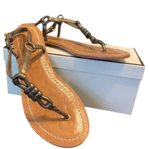 Coach Sawyer Thong Sandals in Pearlized Brown Women’s 8