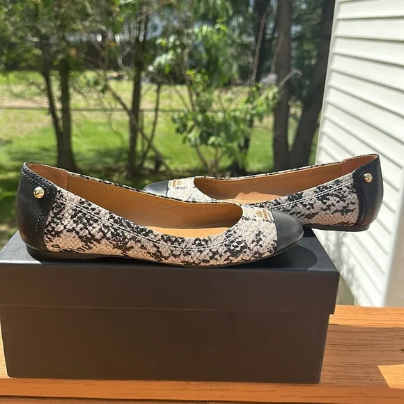 Coach Women’s Chelsea Blue Snakeskin Embossed Matte Ballet Flats