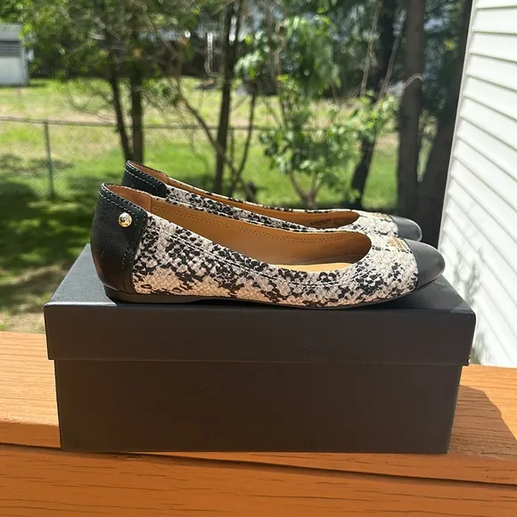 Coach Women’s Chelsea Blue Snakeskin Embossed Matte Ballet Flats
