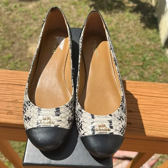Coach Women’s Chelsea Blue Snakeskin Embossed Matte Ballet Flats