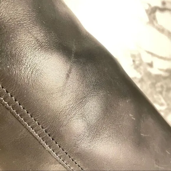 Coach Coty Leather Stacked Heel Boots