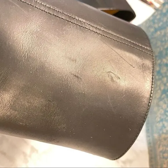 Coach Coty Leather Stacked Heel Boots