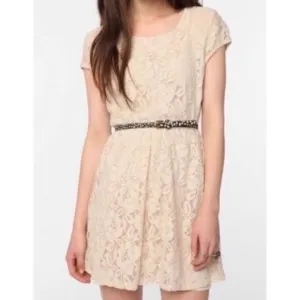 Coincidence &amp; Chance Urban Outfitters Cream Lace Overlay Dress