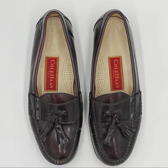 Cole Haan Burgundy Pinch Tassel Loafers - Size 8 E
