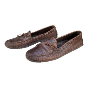 COLE HAAN Canoe Camp Brown Embossed Leather Slip On Driver Loafers Size 11.5
