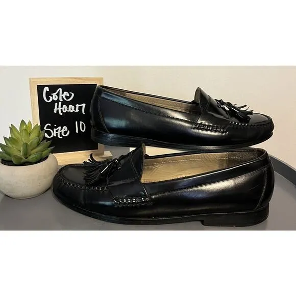 Cole Haan City Black Leather Penny Loafers Men's Dress/Business Shoes Sz 10