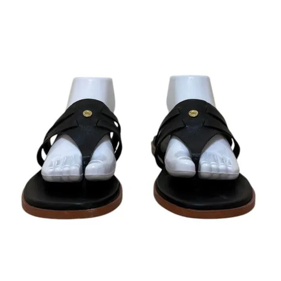 Cole Haan Farrow Sandals Women 9 Black Leather Slide Thong Slip On W19486