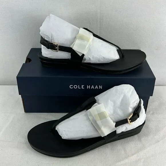Cole Haan Francine Demi Sandals- Black Leagther- Size 5.5 B- NIB