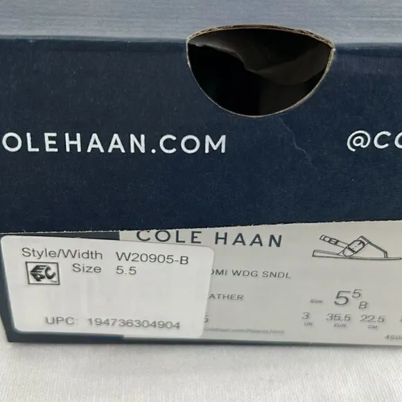 Cole Haan Francine Demi Sandals- Black Leagther- Size 5.5 B- NIB