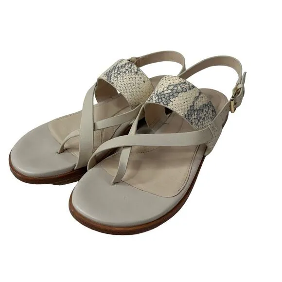 Cole Haan Grand.360 OS Anica Cream Snake Print Leather Thong Sandals Size 7.5B