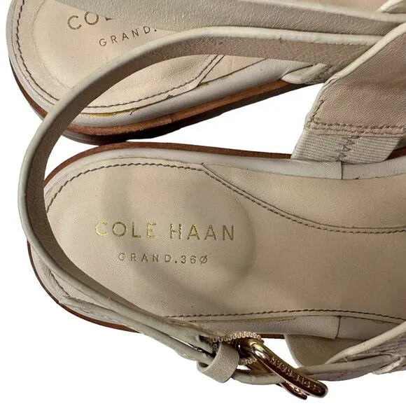 Cole Haan Grand.360 OS Anica Cream Snake Print Leather Thong Sandals Size 7.5B
