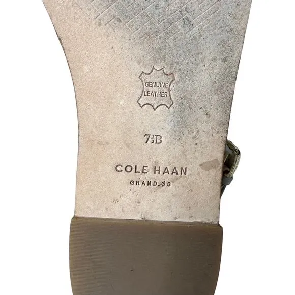 Cole Haan Grand.360 OS Anica Cream Snake Print Leather Thong Sandals Size 7.5B