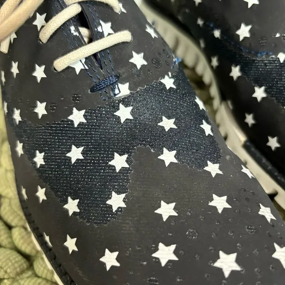Cole Haan Grand.OS  Denim Blue White Stars Patriotic Lace Up Wingtip Sneakers