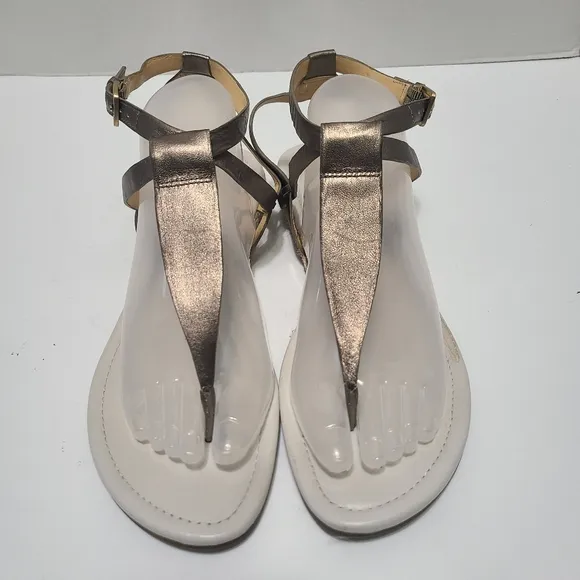 Cole Haan Grove Sandal Gunsmoke Metal Leather Espadrilles Thong Sandals Size 11B