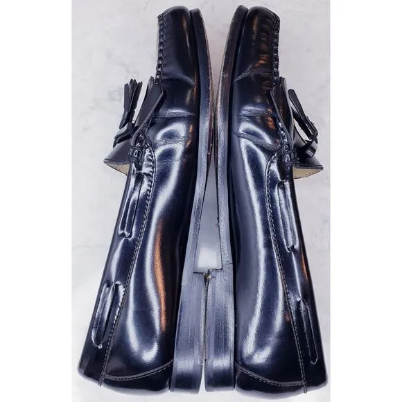 COLE HAAN Kiltie Tassel Pinch Loafers Black Leather Men's Size 10.5D in VGUC