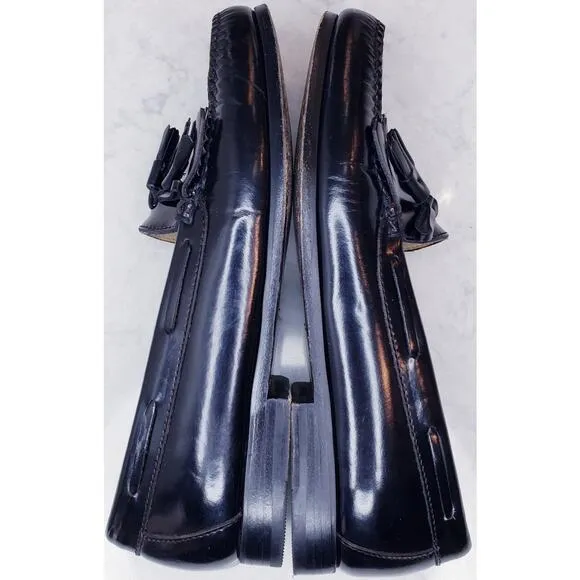 COLE HAAN Kiltie Tassel Pinch Loafers Black Leather Men's Size 10.5D in VGUC