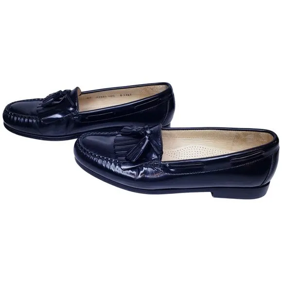 COLE HAAN Kiltie Tassel Pinch Loafers Black Leather Men's Size 10.5D in VGUC