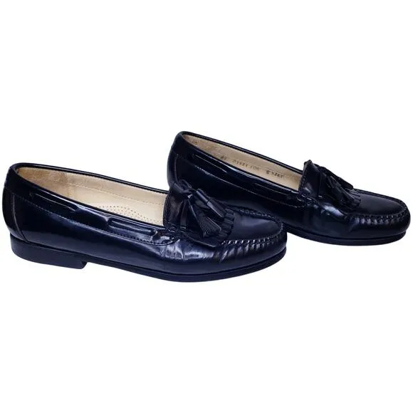 COLE HAAN Kiltie Tassel Pinch Loafers Black Leather Men's Size 10.5D in VGUC