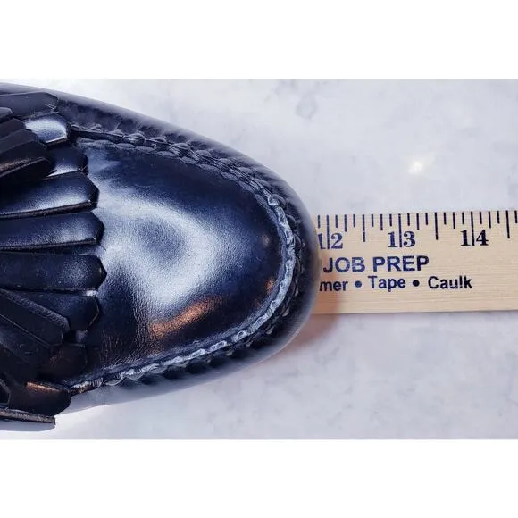 COLE HAAN Kiltie Tassel Pinch Loafers Black Leather Men's Size 10.5D in VGUC