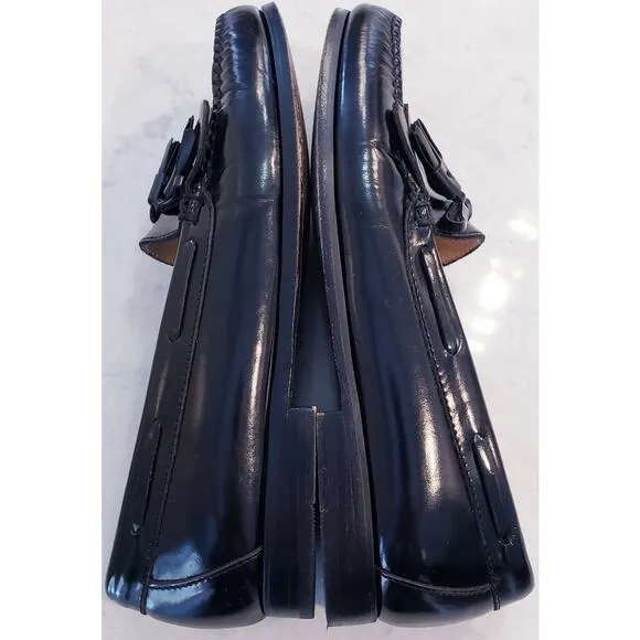 COLE HAAN Kiltie Tassel Pinch Loafers Black Leather Men's Size 10.5D in VGUC