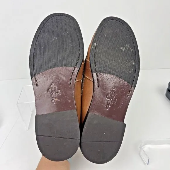 Cole Haan Mens 9.5 Narrow Shoes Penny Loafers Brown Leather Moc Toe Slip On EUC