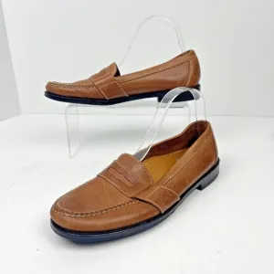 Cole Haan Mens 9.5 Narrow Shoes Penny Loafers Brown Leather Moc Toe Slip On EUC