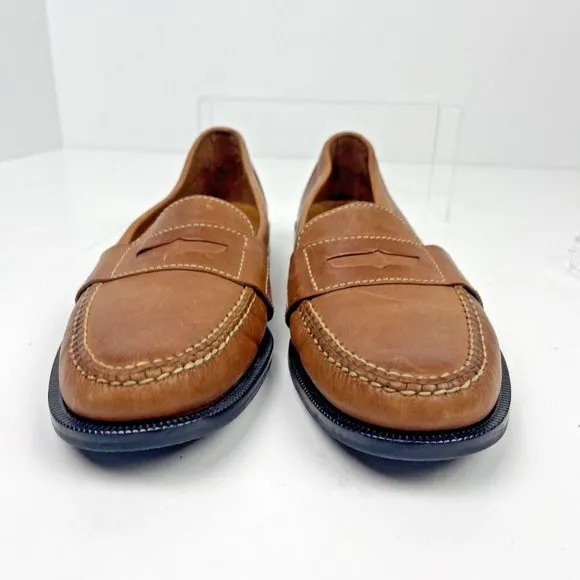 Cole Haan Mens 9.5 Narrow Shoes Penny Loafers Brown Leather Moc Toe Slip On EUC