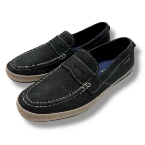Cole Haan Mens Claude Penny Loafers Nubuck Suede Black Size 8.5M Black Tan/Khaki