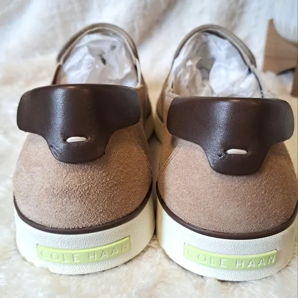 Cole Haan Nantucket 2.0 Suede Slip-On Sneaker Tan Style C35269 Men's Sz 10.5
