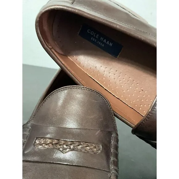 COLE HAAN Pinch Prep Men's Brown Leather Penny Loafers size 10.5&quot;