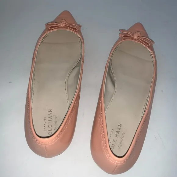 Cole Haan Pink Leather Pointy Toe Ballet Flats 8