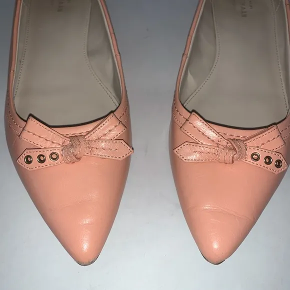 Cole Haan Pink Leather Pointy Toe Ballet Flats 8