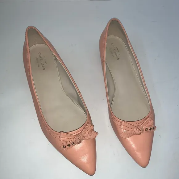 Cole Haan Pink Leather Pointy Toe Ballet Flats 8