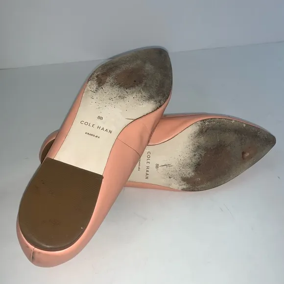 Cole Haan Pink Leather Pointy Toe Ballet Flats 8