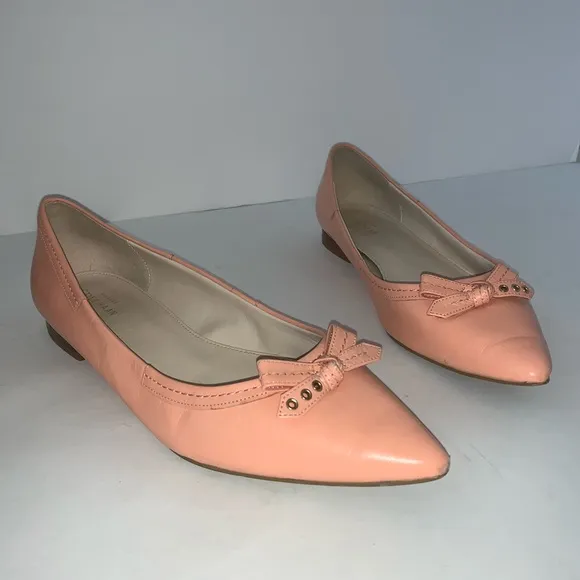 Cole Haan Pink Leather Pointy Toe Ballet Flats 8
