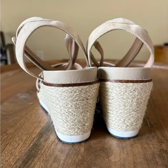 Cole Haan Tan Leather Espadrille Wedge Sandals Womens 7.5 (Never Worn!)