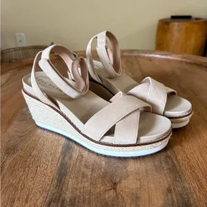 Cole Haan Tan Leather Espadrille Wedge Sandals Womens 7.5 (Never Worn!)