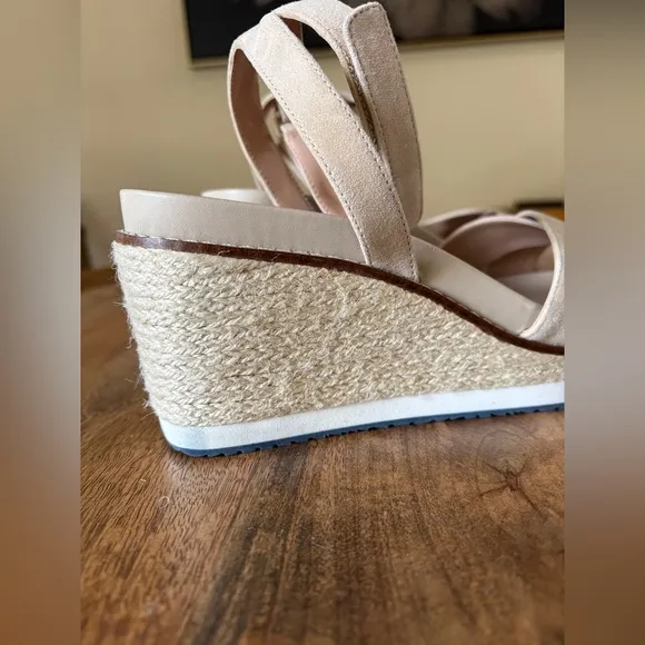 Cole Haan Tan Leather Espadrille Wedge Sandals Womens 7.5 (Never Worn!)