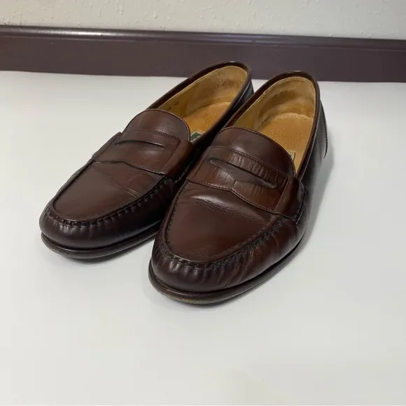 Cole Haan USA Pinch Penny Prep Brown Leather Classic Penny Loafers Mens Size 8.5