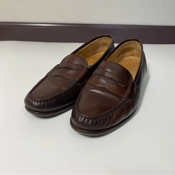 Cole Haan USA Pinch Penny Prep Brown Leather Classic Penny Loafers Mens Size 8.5